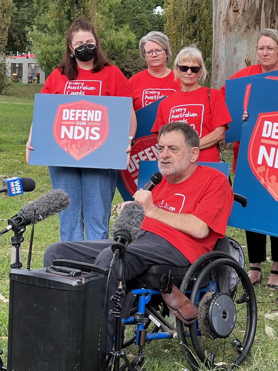 EveryAustralian's tweet photo. .@dougie_herd message to every single politician - you need to commit like you did 10 years ago and #DefendTheNDIS. People with disability are counting on you - and we vote! https://t.co/ujEPRbMlNi