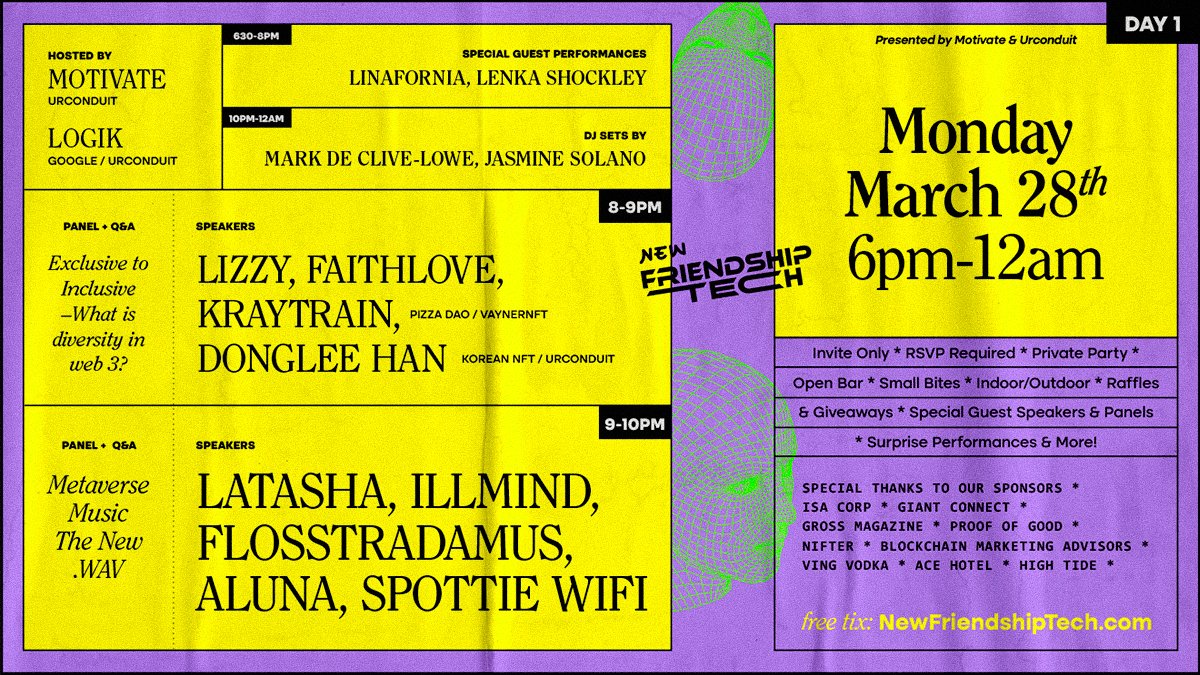 EricSpivak's tweet image. Day 1 of #NewFriendshipTech is happening tonight &amp;amp; I&apos;m so fucking excited, I even moved it to a larger more accommodating space in the last 12hrs bc RSVPs hit over 3,000+ my venue was indoor/outdoor. DIY Production for the win~ See Y&apos;all Later