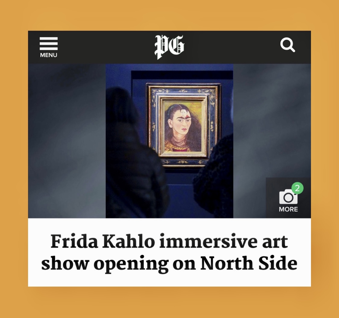vangoghpitts's tweet image. “Frida Kahlo, the artist known for her bold self-portraits, regal fashion sense and unconventional life, is the subject of an immersive art installation on the North Side.” 🌺 

Thank you @PittsburghPG for capturing this moment! Read the full article here: tinyurl.com/fridapg