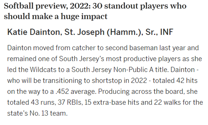 KatieDainton's tweet photo. Let's go! @SJA_HammontonNJ @FirecrackersNJ #senior #2022 #shortstop #stevensoncommit https://t.co/diS8JgfM9j