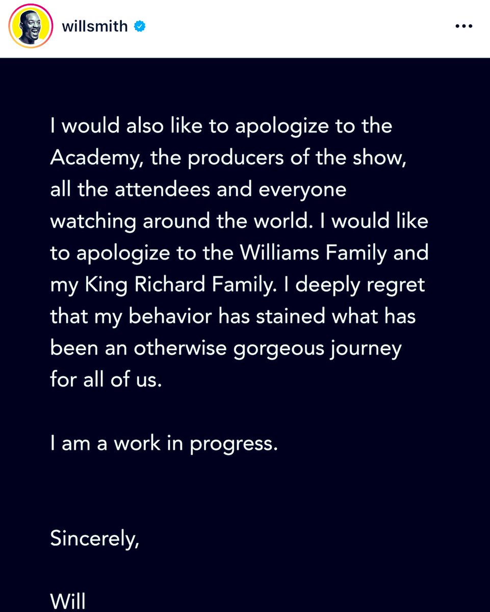 ArlanWasHere's tweet photo. So, Will just posted this, and my soul needed him to. There’s an apology that’s supposedly from Chris floating around, too. This is what their fans &amp; admirers needed from them. I said it on my podcast last night. I’m so grateful to them for this. + I hope @jadapinkettsmith is ok. https://t.co/0BCEUDg09S