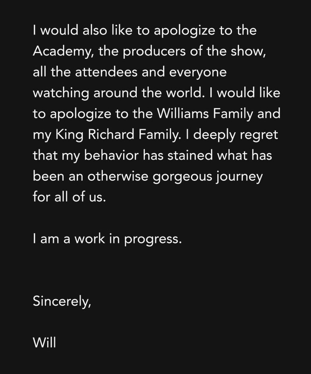#BREAKING:  Actor Will Smith issues a new statement.