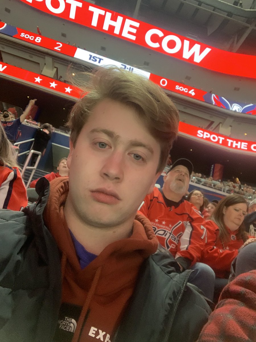 ereff12's tweet photo. @Capitals put my boy Matt on the big screen please. We’re in sec 116 row L seat 9-12. It’s his first game and he’s a huge fan https://t.co/jobegtLnd8