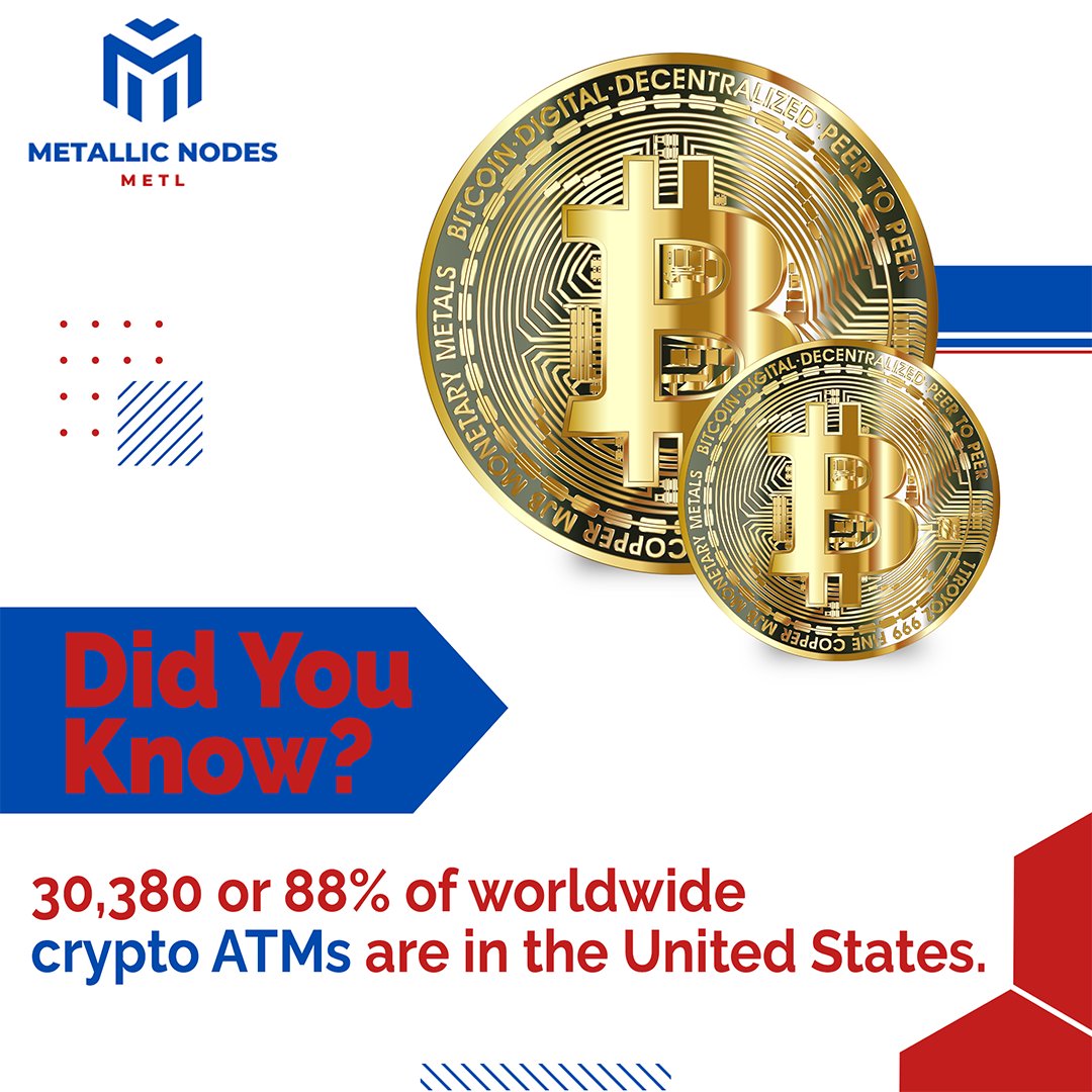 30,380 or 88% of worldwide crypto ATMs are in the United States.
.
Follow us on 👉 <a href="/Metallicnodes/">Metallic Nodes (METL) ⚙️⚙️ - Coming Soon!</a>
.
#nft #crypto #nodes #metallicnodes #blockchain