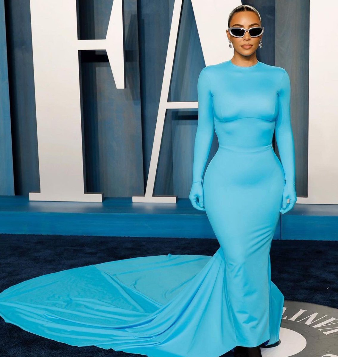 Kim Kardashian wearing Balenciaga at the Vanity Fair Oscar Party