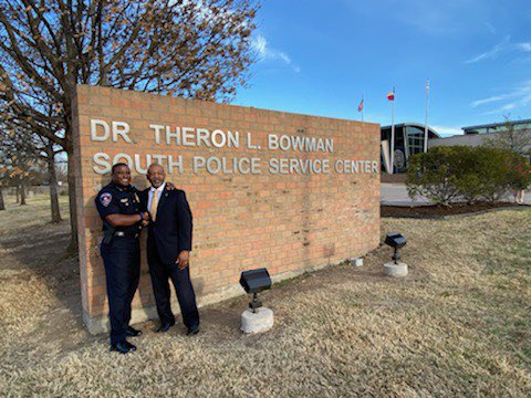 This evening, our South District Police Station was named in honor of former APD Chief and Deputy City Mgr Dr. Theron Bowman. 

Thank you Dr. Bowman for everything you’ve done for our department and our city. We’re proud to have your name on our building! #ArlingtonTX