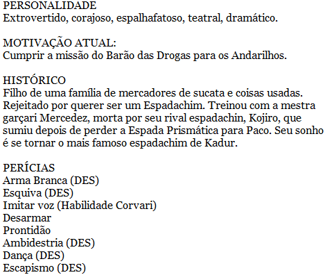 tionitro's tweet photo. FICHA DE PERSONAGEM - Sistema 2D6WORLD PbtA
Essa é uma das fichas de um dos persoangens da nossa campanha atual Coroa dos Vermes - Legião RPG 2d6WORLD, versão TXT  :) #2d6world https://t.co/ZkVLzqZiDS