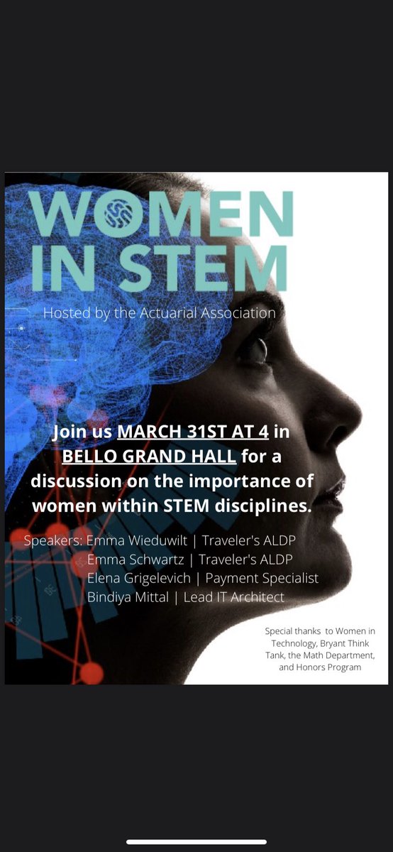 March 31st at 4pm EST I was asked to speak on a Women in STEM panel <a href="/BryantUniv/">Bryant University</a> you can join via the below link. I will be speaking about my current job @ClarusCommerce, my work in the <a href="/NFL/">NFL</a> and the <a href="/BryantUFootball/">Bryant Football</a> team. I’ll be in my yellow suit! Hope you drop in!