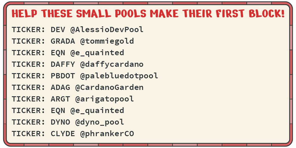 Stake COCO! Earn more ADA! (@coconut_pool) on Twitter photo These pools need your stake to help them get their FIRST block! #cardano <a href="/tommiegold/">Tommie Goldhammer</a> <a href="/e_quainted/">e-quainted</a> @daffycardano <a href="/palebluedotpool/">PaleBlueDot ADA Pool</a> <a href="/CardanoGarden/">Cardano Garden</a> <a href="/arigatopool/">🙏ARIGATO StakePool $ADA $MINA</a> <a href="/e_quainted/">e-quainted</a> <a href="/dyno_pool/">Dyno Pool</a> <a href="/phrankerCO/">phrankerCO</a> These pools need your stake to help them get their FIRST block! #cardano <a href="/tommiegold/">Tommie Goldhammer</a> <a href="/e_quainted/">e-quainted</a> @daffycardano <a href="/palebluedotpool/">PaleBlueDot ADA Pool</a> <a href="/CardanoGarden/">Cardano Garden</a> <a href="/arigatopool/">🙏ARIGATO StakePool $ADA $MINA</a> <a href="/e_quainted/">e-quainted</a> <a href="/dyno_pool/">Dyno Pool</a> <a href="/phrankerCO/">phrankerCO</a>