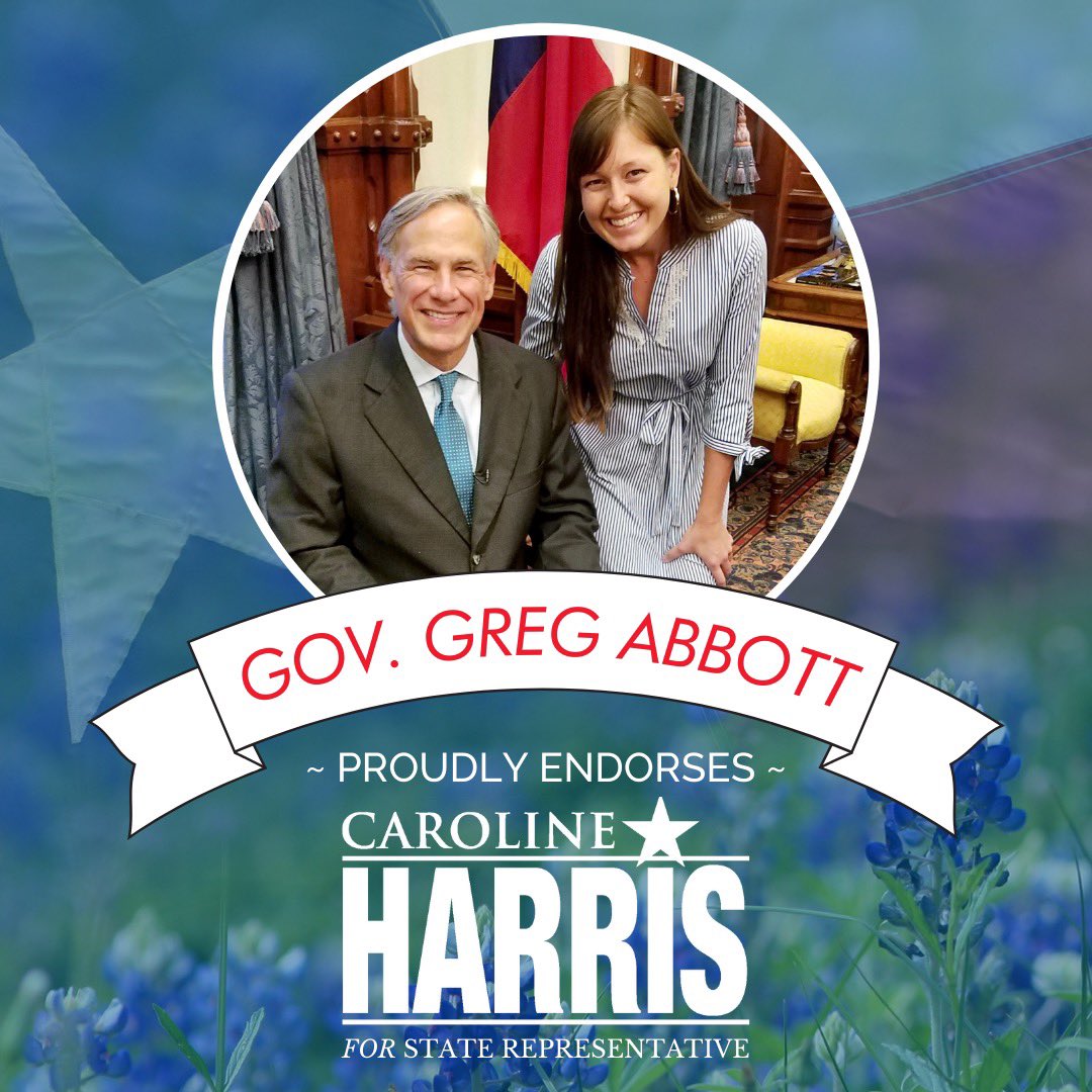 CarolineForTX's tweet photo. BREAKING: Excited to announce the endorsement of Governor @GregAbbott_TX in my race for State Representative. 

I look forward to working with him next session, as we fight for the Life, Liberty, and prosperity of Texas.
#txlege https://t.co/jwAWRCJ1DV