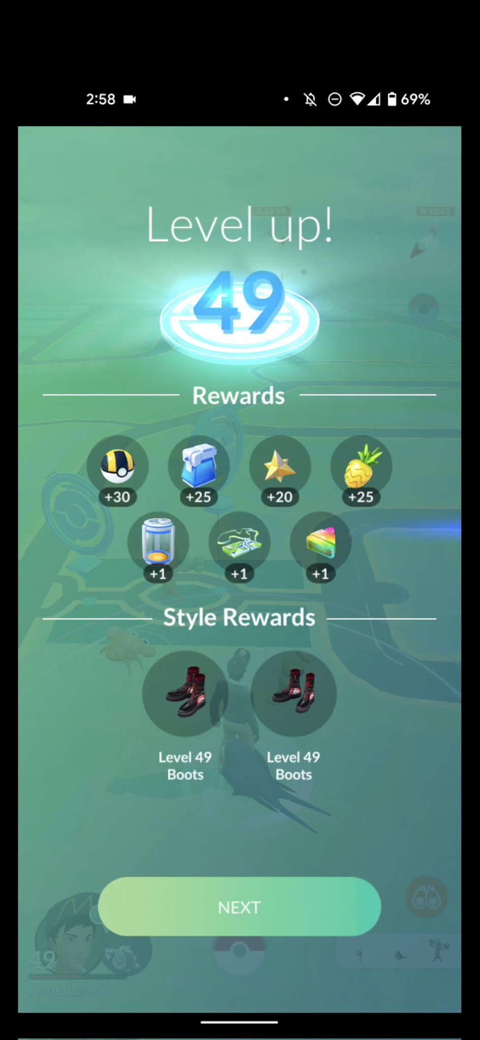 Level-up Rewards in Pokemon Go