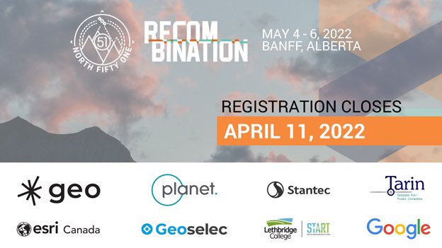 Our friends at <a href="/TECTERRA/">TECTERRA</a> are hosting #NORTH51 in Banff on May 4-6! This year's theme will explore the fusion of new #technology with #geospatial. Learn more about the NORTH51 conference below and register by April 11&gt;&gt; n51.ca/register/