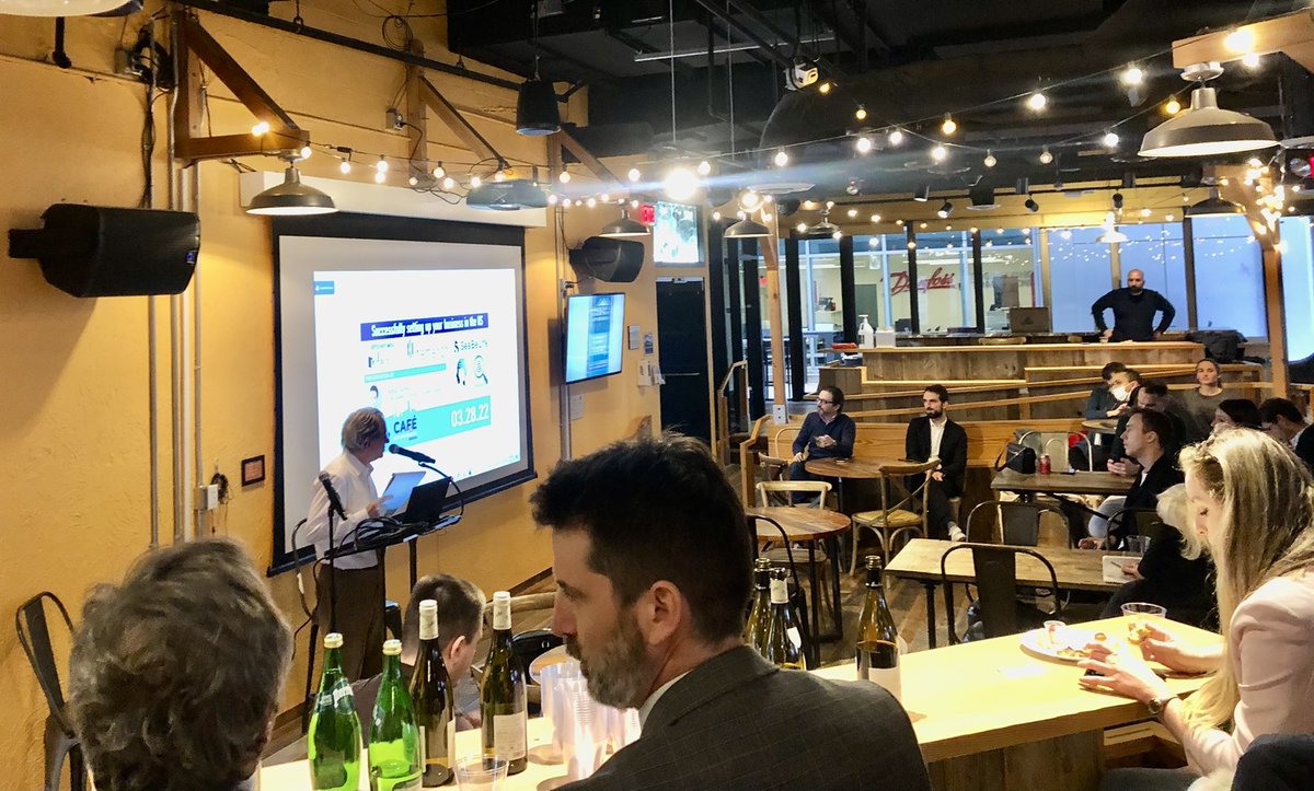 FranceinBoston's tweet photo. Wonderful way to kick off @Netva_fr week in Boston with pitches from our 4 French startups @HemerionTx @seabelife @CeresBrain & Diagnoly 🚀🇫🇷! Thank you to guest speaker Romain Marmot @Voluntis for sharing your experience setting up a business in the US 🇺🇸 #CafédesEntrepreneurs https://t.co/TFH7OxCdzx