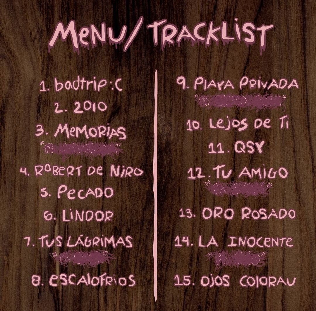 MorafansNews's tweet photo. Tracklist oficial de MICRODOSIS. @_morapr https://t.co/J6LsVxZFue