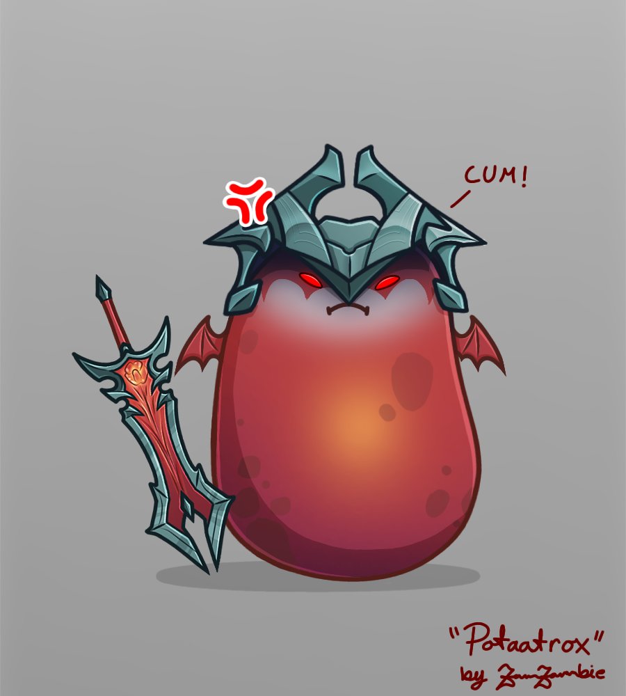 ZambieArts's tweet photo. "I am not a king, I am not a god, I am..! potato."

This is my favorite one ive made so far.. Potaatrox XD 
#Aatrox #meme #LeagueOfLegends #ArtofLegends https://t.co/1iuWd0WcMS