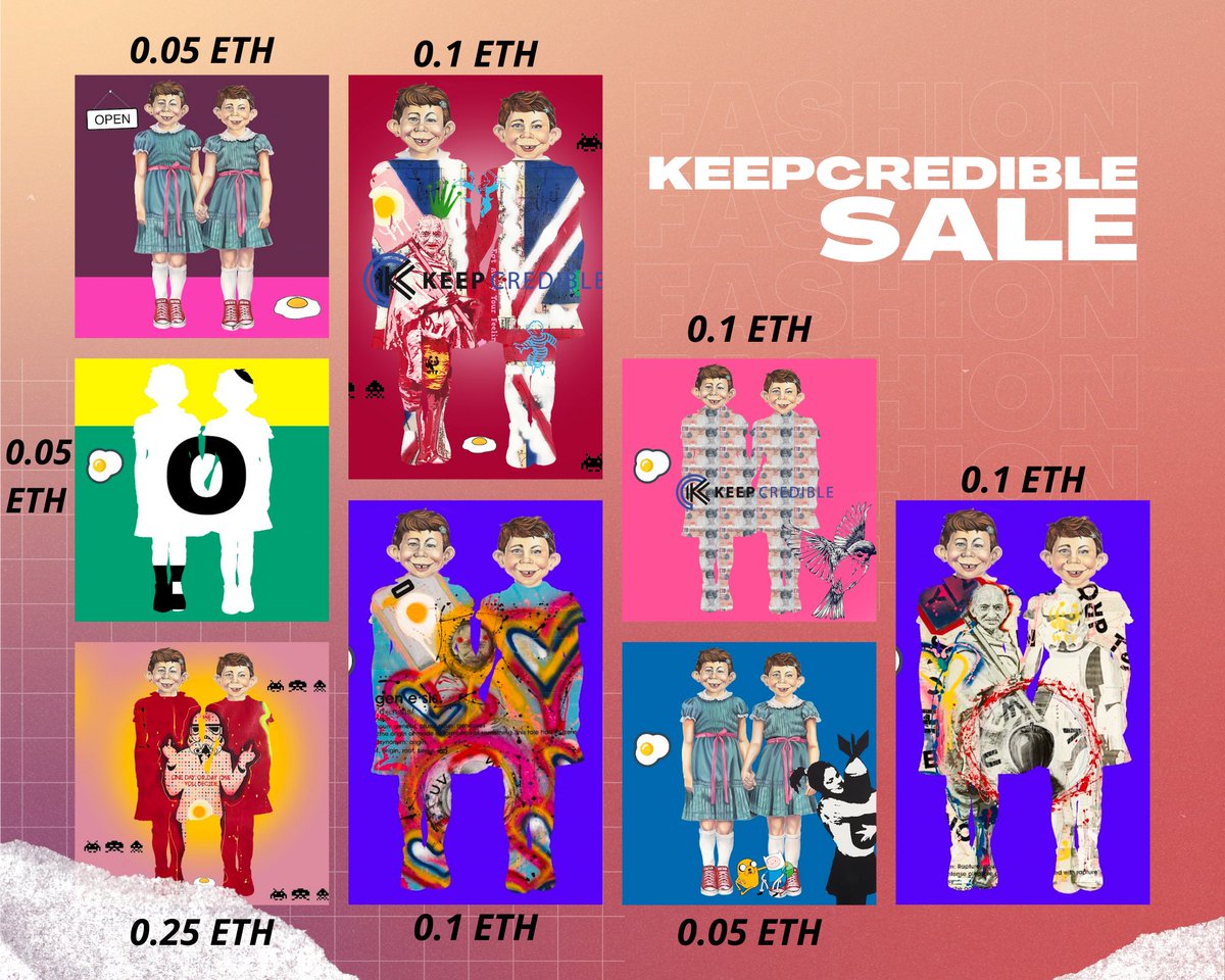 KeepcredibleNFT's tweet photo. Check out our latest SALE prices from world renowned Pop Artist, FRINGE: https://t.co/Wnudj3QV4B https://t.co/zPytoUrE99
