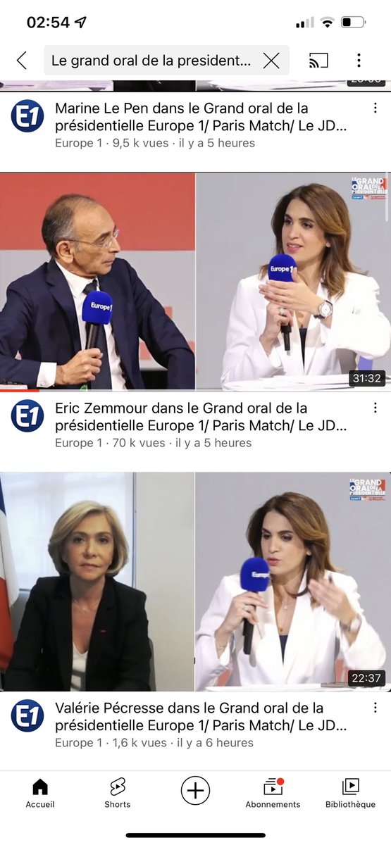 #LeGrandOral #Europe1 

Jadot : 412 vues
Roussel : 500 vues
Hidalgo : 544 vues
Pecresse : 1600 vues
Marine LePen : 9500 vues
Zemmour : 70 000 vues

#ZemmourTrocadero #zemmourvspecresse #ZemmourMobilisationGenerale #ZemmourReconquete