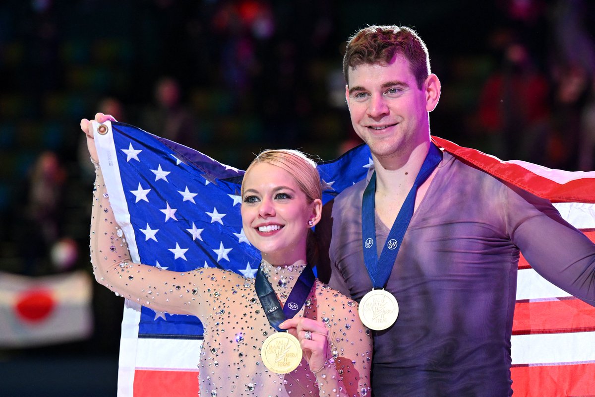 .@Alexa_Knierim & @Brandon_F1992 are the 1st US Pairs World Champions since 1979! @MadiHubbell & @ZachTDonohue took silver and @Chockolate02 & @Evan_Bates, @govincentzhou and #AlysaLiu all won bronze in their disciplines. We can’t wait to bring them all to home ice next month!