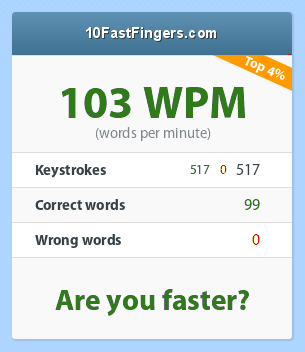 AustinBoyleEcon's tweet photo. For some reason, I took a few typing tests tonight.  They're each a little different.  My low score was 75wmp, of course I'm posting my highest score.  Average about 85wpm.  I should see how fast my voice-to-text is (with and without corrections) https://t.co/ouYxM1CzOB