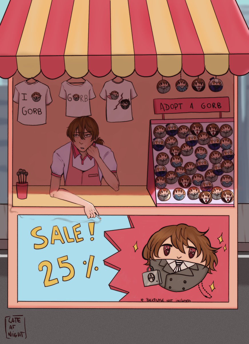 latteatnight's tweet photo. Finally, i get to post this!! My piece for @gorbzine !! Right now they're having leftover sales, so please go check it out! (i got my merch a few days ago and it's like, super cute) https://t.co/MuLbWtfmFg