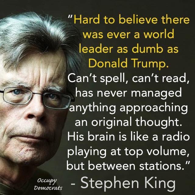 Defeated Former President Donald Trump according to the great Stephen King