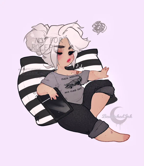 For almost two weeks it's been nonstop traveling, the holiday, family, sleep struggles, and most recently the booster that clearly mistook me for a piñata

It's been making work slow, but now that I'm almost on the colors I'm so excited to actually start finishing `em up! 🖤🤍🖤 