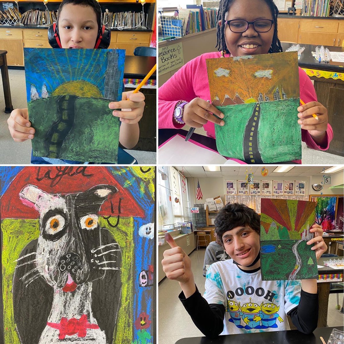 MsPelto's tweet photo. Teaching Art is the only job I want to do in this life. Look at all these CIMS students achieving new oil pastel skills! #mspeltoart #cimsArt #warrenwill @CrestonIMS https://t.co/cZPYy9grc7