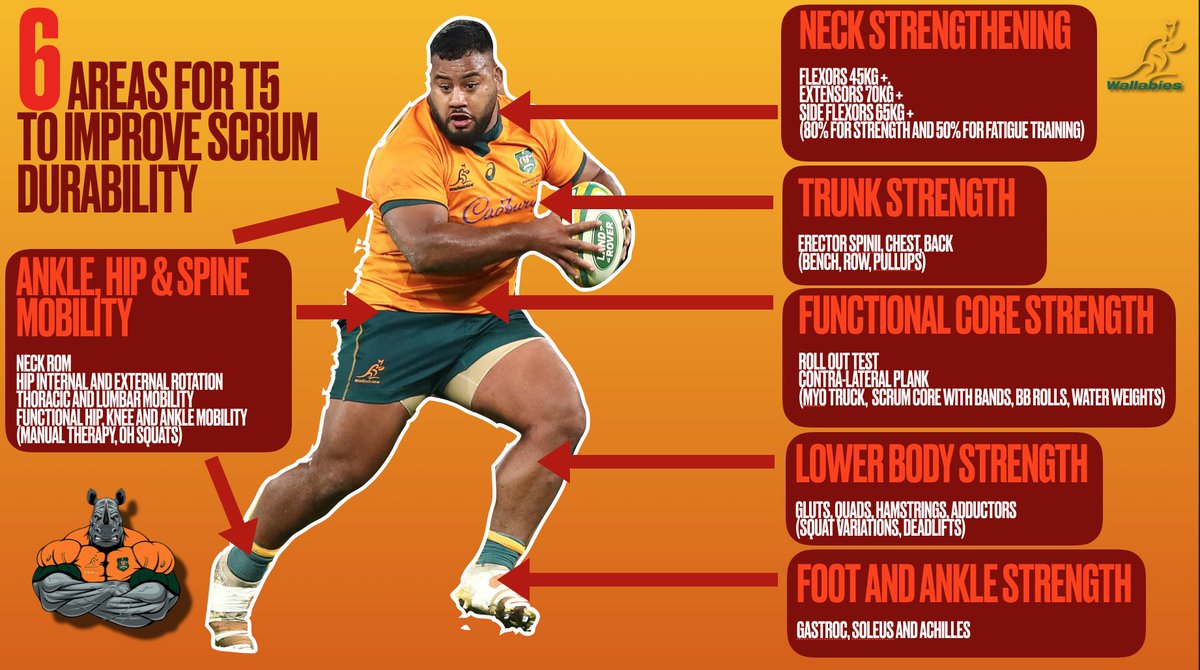PetrusduPlessis's tweet photo. How to improve your scrum durability for tight 5 rugby players…? Make sure you are strong & mobile in every part of your body, therefore train smart! #rugby #scrumcoach #6areasforT5 #techstrength https://t.co/BUb6A1NLK4