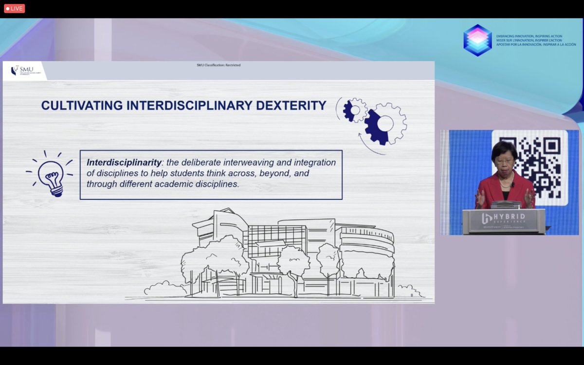 emparna's tweet photo. Impressed with Prof Lily Kong's presentation on the emphasis on Scientific and Technological innovation, Social innovation and Educational innovation. Her emphasis on #resilience #GlobalCitizen #interdisciplinarity #experientiallearning connect to the IB elements perfectly https://t.co/NXgTbk07px