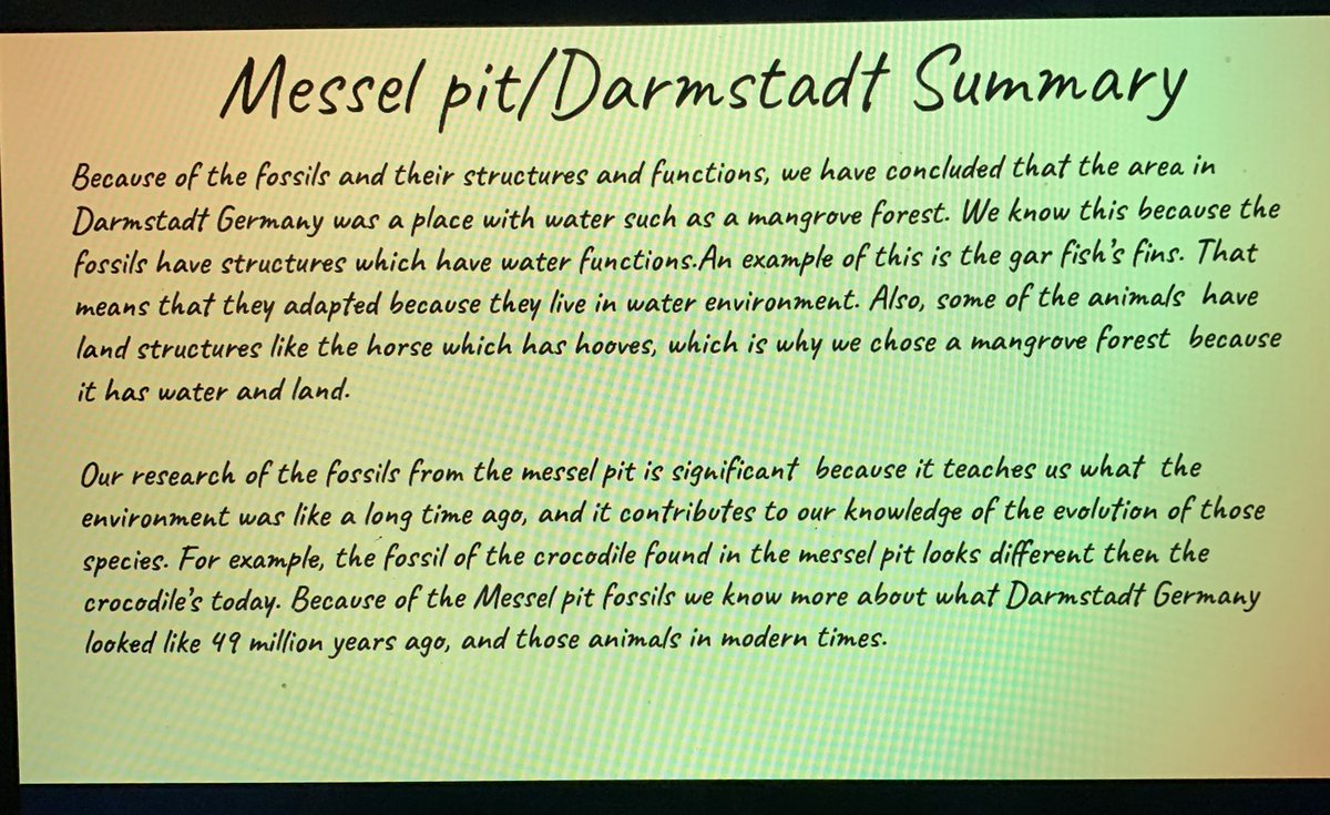 TollingerT's tweet image. Added an extension activity to our Fossils ADI. Instead of a paper, we had our young scientists summarize the significance of their research in slide presentations for Open House. They rocked it! 🤩 @JEFlemmer @mcleodl @ci_elem #FISDElemSci #ADI @RiddleElem