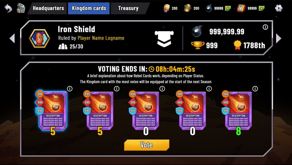 REBEL_BOTS's tweet photo. One of the ways🤖Rebel Bot #NFT holders earn💰in Xoil Wars is by governing their kingdom 👑

In exchange they receive🤑4% player PVE royalties🤯

Here's a SNEAK PEAK of the Kingdom Lord screens for
✅Choosing the Kingdom card each season
💵Claiming XOIL rewards

#PlayToEarn #P2E https://t.co/xcCP9b2tEJ