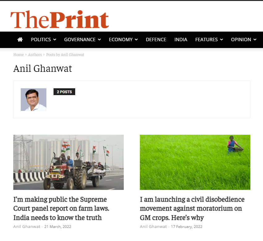 anil_ghanwat's tweet photo. I would like to thank @ShekharGupta and @ThePrintIndia for publishing my articles about the Feed India movement and the release of the Report of the Supreme Court Committee on Farm Laws.
https://t.co/LDkwfQzZ1b

Also see Mr Gupta's analysis of the Report:
https://t.co/JzgCsekZaq https://t.co/0HAkxkFo3m