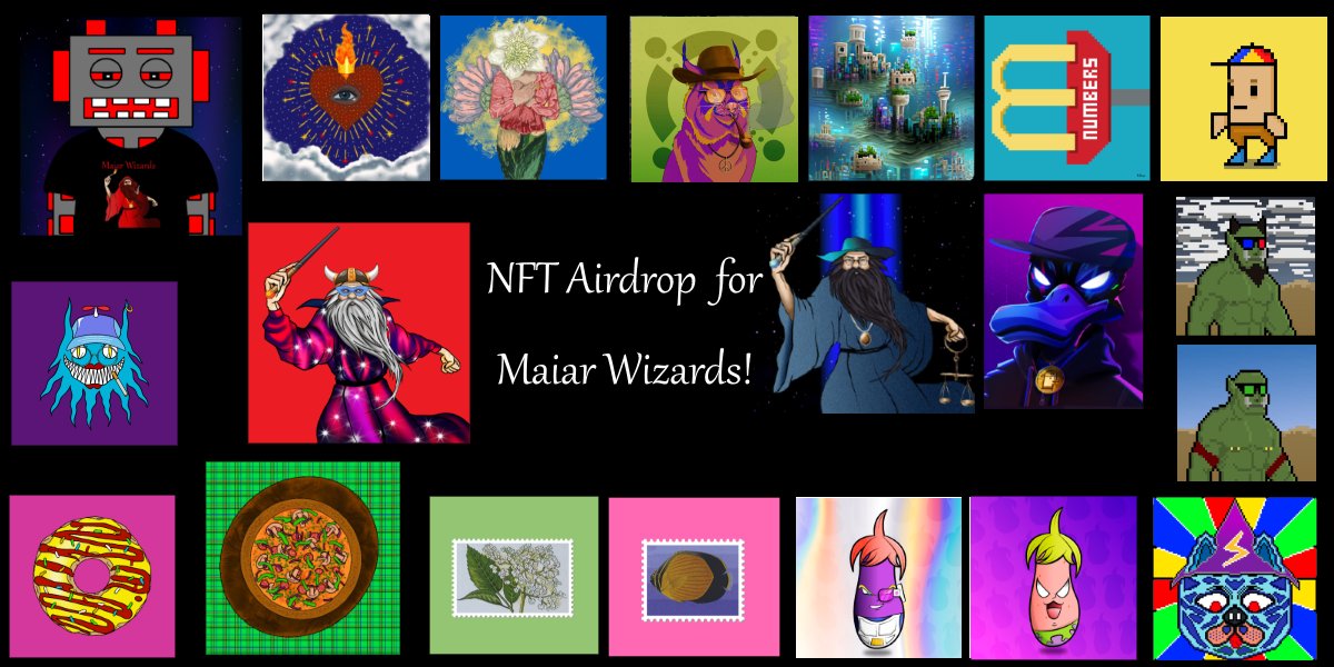 Members get rewards with a <a href="/MaiarWizards/">MaiarWizards</a> #Giveaway
@BlazzordNFT @LynxeeElrond @OrcPunks <a href="/ElrondBuddies/">X Notification</a> <a href="/MaskedVillian/">MaskedVillian ⚡️</a> @elrondstampsnft <a href="/xplantcrew/">XPlantCrew - 1060 XPLANT SOLD OUT</a> <a href="/InaB_UltraV_Art/">InaB | UltraViolet.Art</a> 
More than 20 Holders will receive an #NFT just for being members! We're a community project.

#Elrond #Community