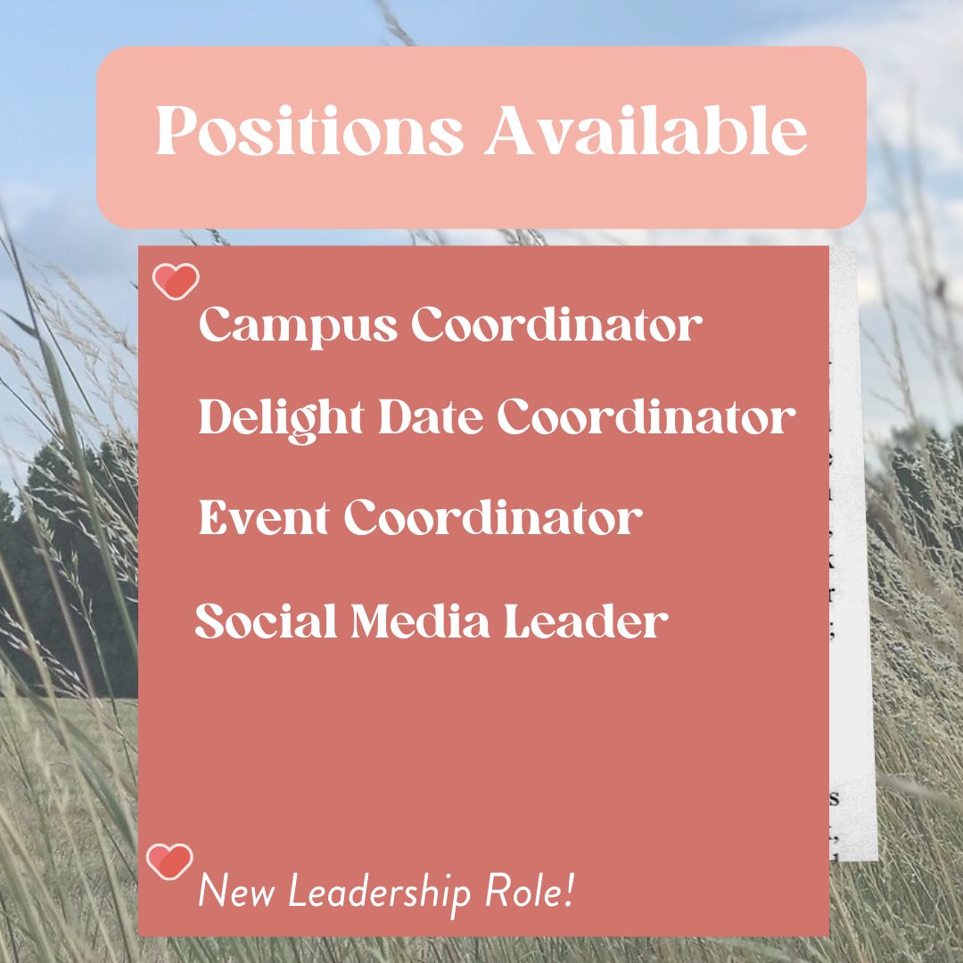 Leadership Applications are out! You can apply through the link in our Instagram bio. (delight_utsa) 💗