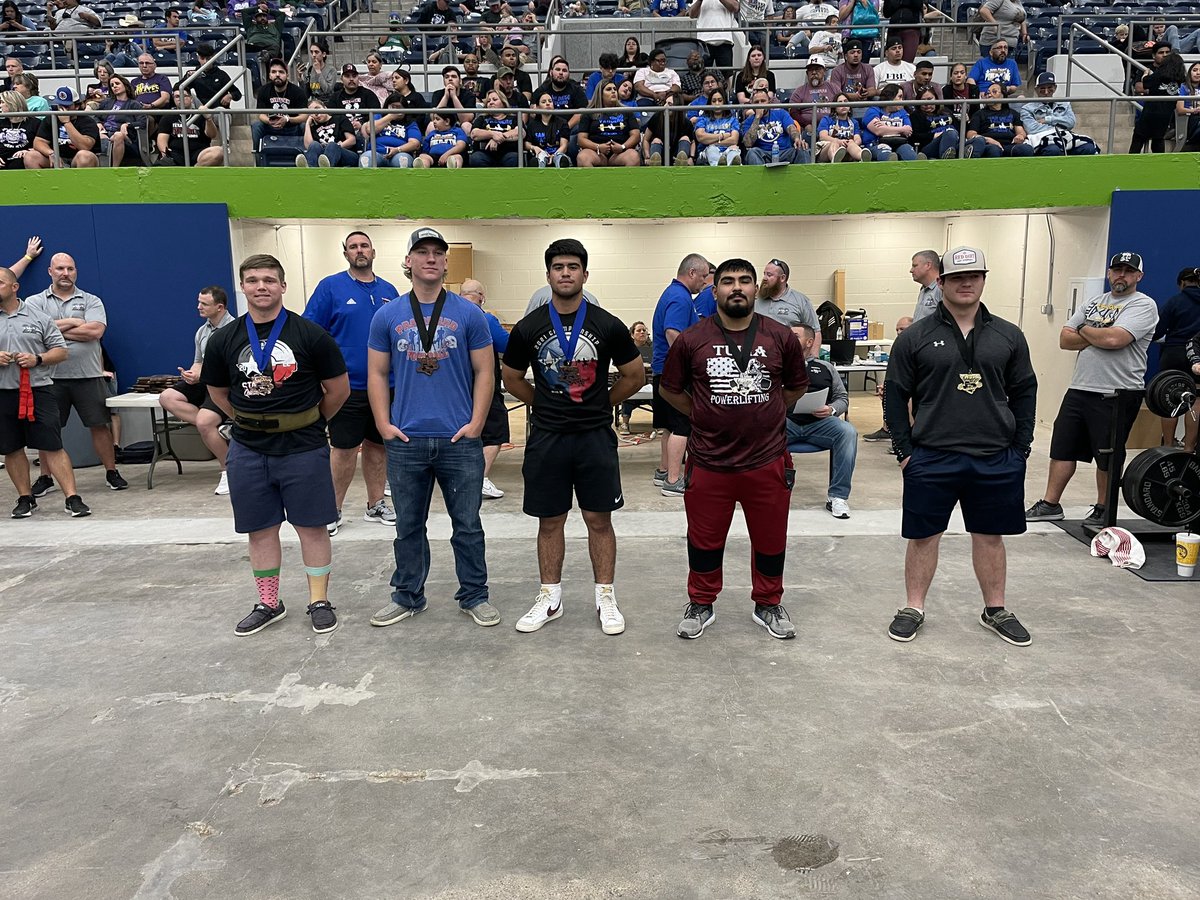 WHStxAthletics's tweet photo. ***STATE CHAMPION ALERT***

Shane Davis is the Division 3, 220 pound weight class State Champion!!!!

Squat - 640 pounds PR
Bench - 460 pounds PR
Deadlift - 570 pounds
Total - 1,670 pounds https://t.co/H9yWzjiAJy