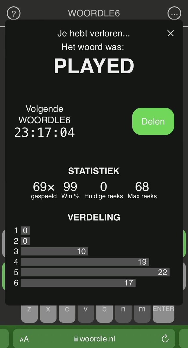 ChristianJansse's tweet photo. @pingiun_ ik doe niet meer mee.
#woordle6 https://t.co/5EzN6Vz2Ou