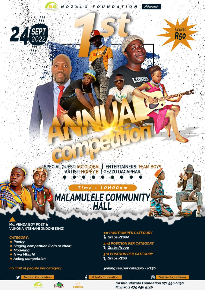 <a href="/ndzalofoundatio/">NDZALO FOUNDATION.</a> host it's 1st Annual Competition🥳🥳🔥🔥📌
#24thSeptember 
#NdhavuloWerhu