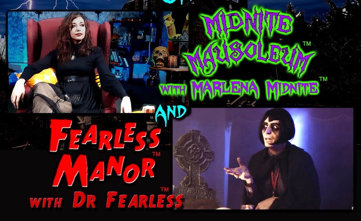 marlenamidnite's tweet photo. No further details at this time BUT shooting "something" soon - fan mail addresses for Marlena and The Doctor... ACT FAST ! #midnitemausoleum #drfearless #broadcast #television #horrorhost #horrorhostess https://t.co/qw0Td93QMJ