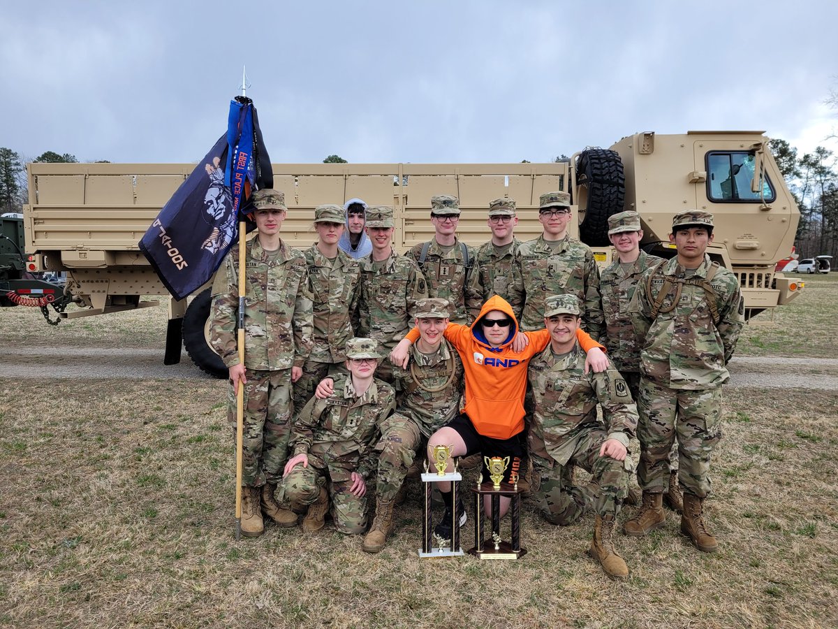 KathMTBC's tweet photo. @PowhatanHS JROTC Raiders received tropies from the D-Day Memorial Meet: 1st Place Tire Flip to Cadet Battalion Comander Albert &amp; Executive Officer Leonard and 3rd Place Overall qualifying them for today's Best of the Best Meet where they won 2nd Place in Team 5K and 4th overall. https://t.co/AzepxZq54z