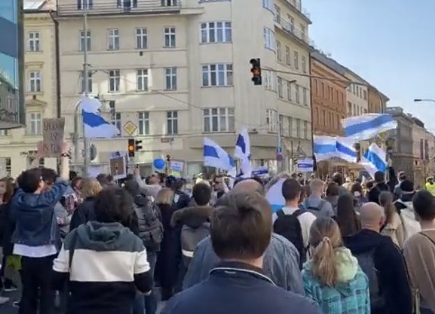 Russians against Putin are waving a new flag without the red stripe to symbolize the removal of blood from the flag. This is a trend Putin won't want going viral in Russia.