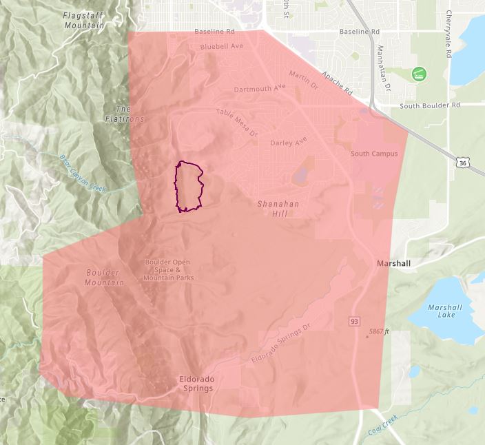 mitchellbyars's tweet photo. UDPATE: Here is the latest #NCARFire burn perimeter within the #Boulder evacuation area https://t.co/5hBtD4fyMW