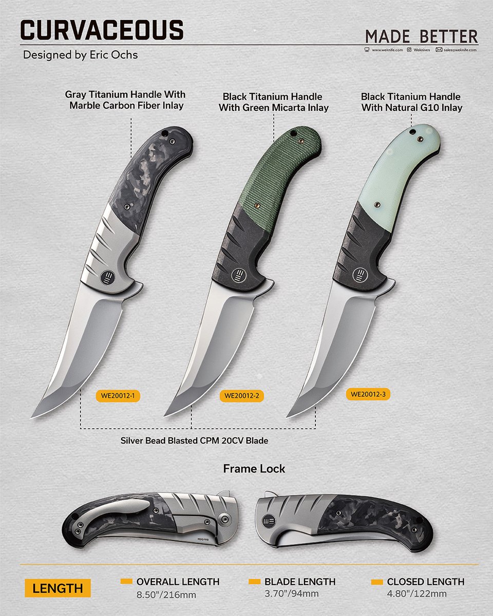 Know more about your new WE knife - Curvaceous 🔥
How do you feel about it? 😉
.
.
.
#Weknife #Weknives #Edc #Tool #Knives #WECurvaceous