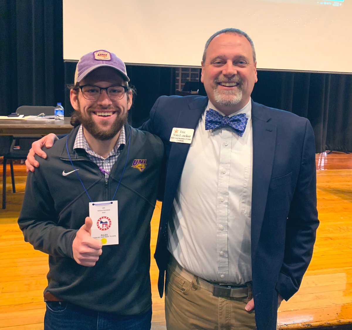 DrewStensland's tweet photo. @blackhawkdems are FIRED UP to support a proven winner AND fellow Panther for Iowa Sec of State @AuditorVL! #PanthersSupportingPanthers https://t.co/jSDLNSHA20