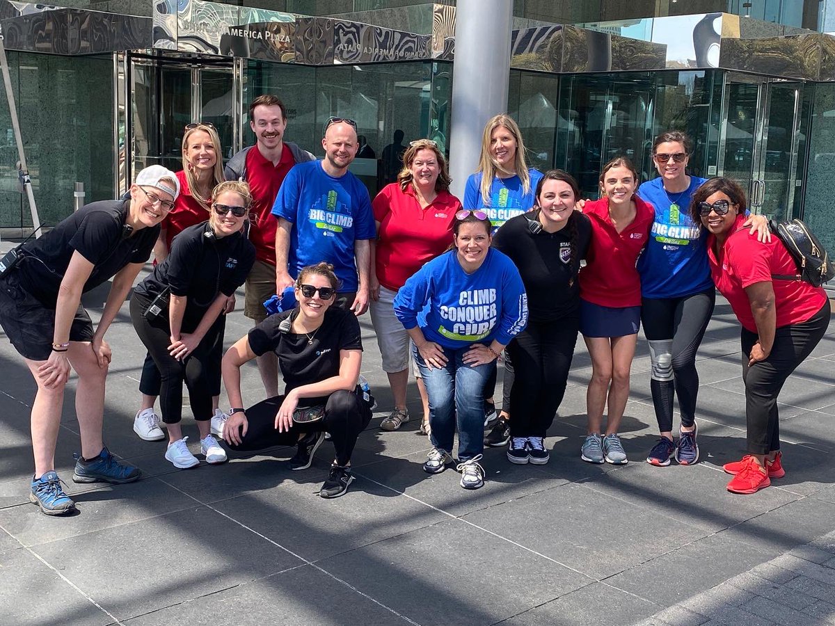Eventage's tweet photo. Congrats to our #BigClimb Dallas team and the more than 1,200 climbers who conquered 65 flights of stairs at the Bank of America Tower today all while raising funds for @LLSusa https://t.co/ClTV9sbm4l
