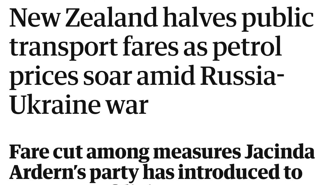 GammaCounter's tweet photo. Instead of reducing or eliminating gasoline taxes, or giving every driver a $400 debit card, New Zealand cuts public transit fees by 50%
https://t.co/Q95xqOiaG5 https://t.co/Q8uiSQKzOh