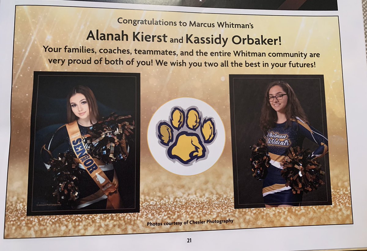 Congratulations to Alanah and Kassidy! You proudly represented Whitman today and were awesome to watch!! #prideinthepaw