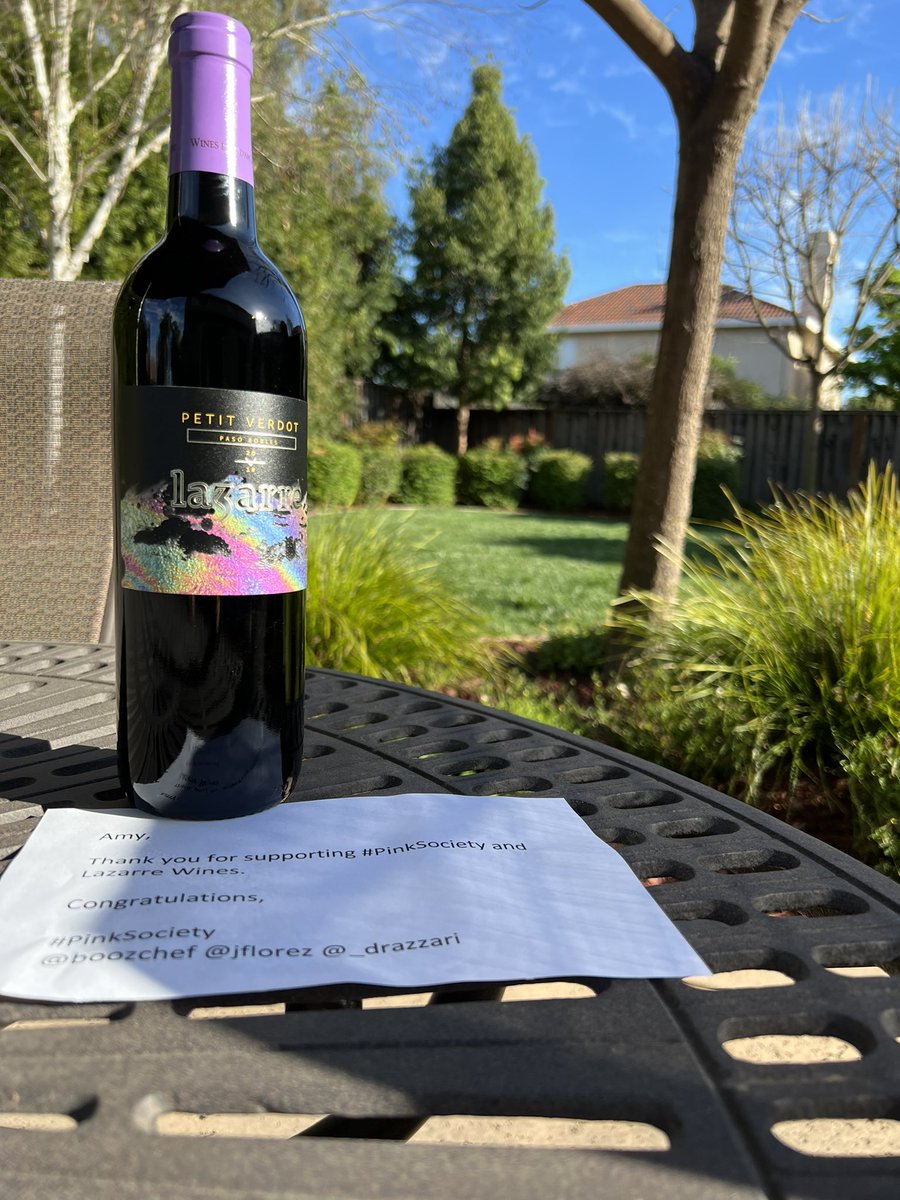 Many thanks to <a href="/jflorez/">Joe Florez</a> <a href="/_drazzari/">Dave Razzari</a> <a href="/boozychef/">boozychef</a> and <a href="/LaZarreWines/">LaZarre Wine Company</a> for this lovely bottle of Petit Verdot. We’re looking forward to enjoying it very soon. Cheers 🍷 #PinkSociety