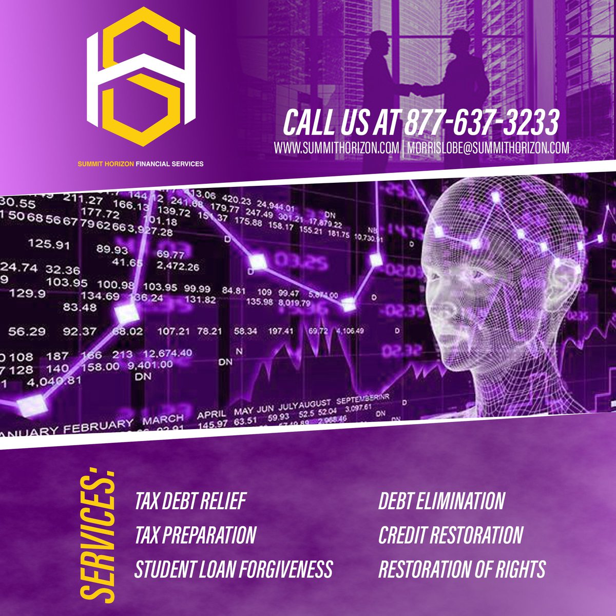 LobeMorris's tweet photo. Contact Summit Horizon Financial Services, we are here to assist you in meeting your financial goals.

Thanks for the flyer Deme K. Elijah Of DK Designs &amp;  More. https://t.co/ZtECoHwTdb