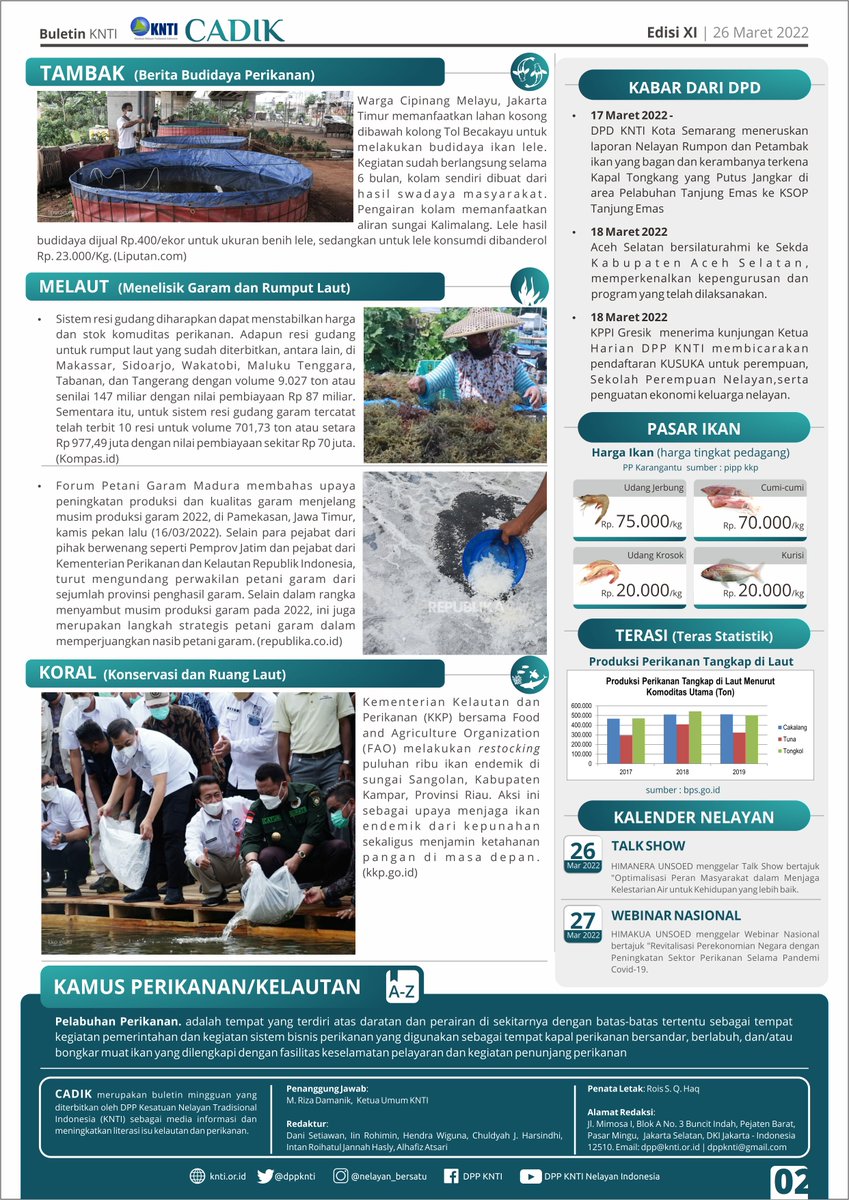 Upaya ketahanan pangan ditunjukan oleh Warga di Daerah Cipinang Melayu, Jakarta Timur warga memanfaatkan lahan kosong dibawah kolong Tol Becakayu untuk melakukan budidaya ikan lele.

Selengkapnya terangkum dalam #CADIK edisi ke 11, untuk membaca klik -> knti.or.id/cadik-edisi-11/